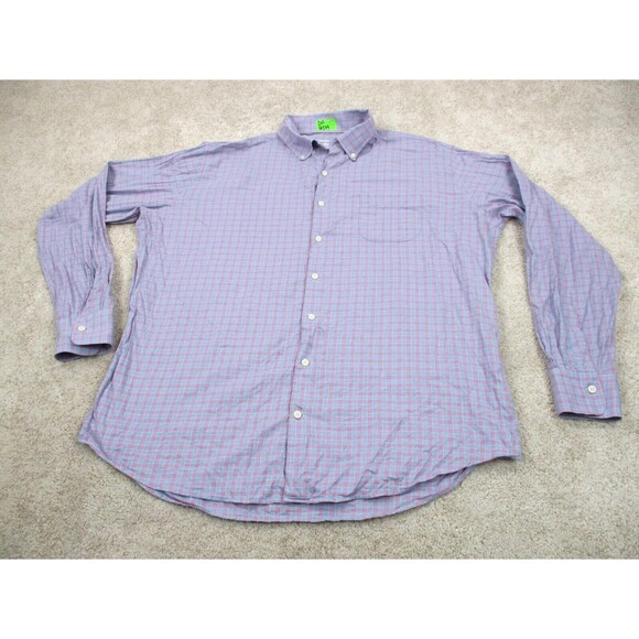 Peter Millar Shirt Adult Extra Large XL Pink Blue Check Cotton Button Up Mens * - Picture 1 of 11